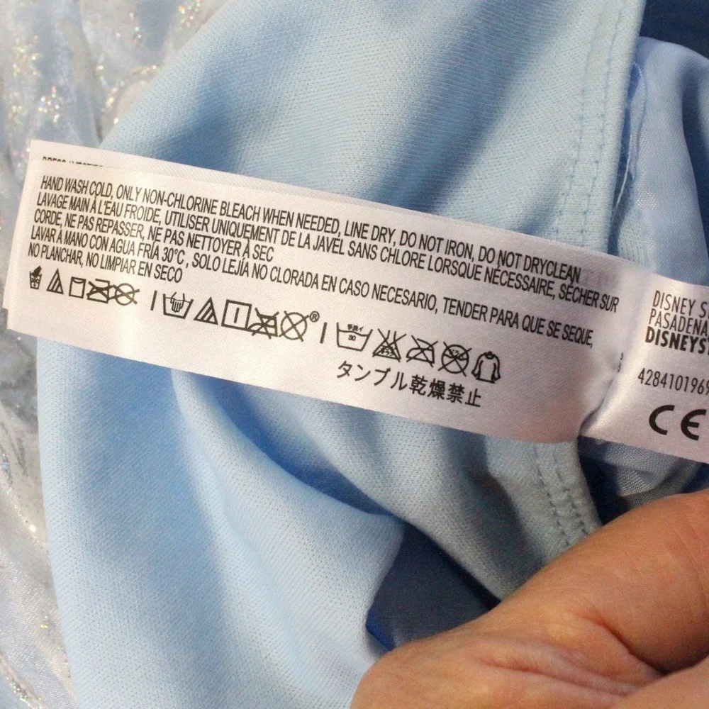 Disney Store Cinderella Costume Dress Size 4 Blue Glitter Princess Cottagecore